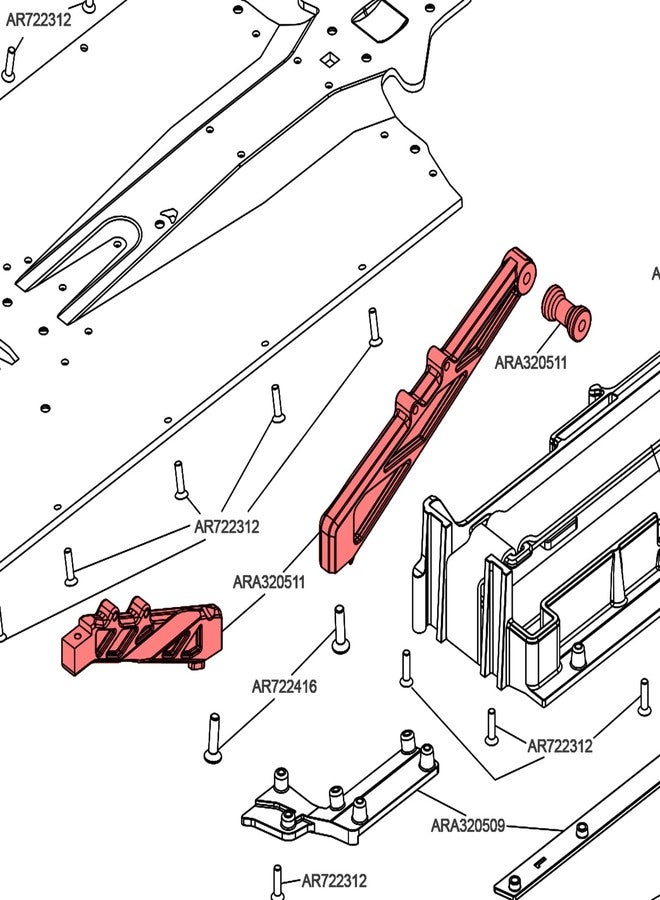 MOSHNOLY Aluminum Alloy HD Chassis Brace Set for Front Rear Brace for Arrma 6S 1/7 Limitless V1,Felony/Infraction BLX Upgrade Parts Aluminum Center Cars Hopups Part,Replaces ARA320511,Hop Ups Support Frame - Image 3